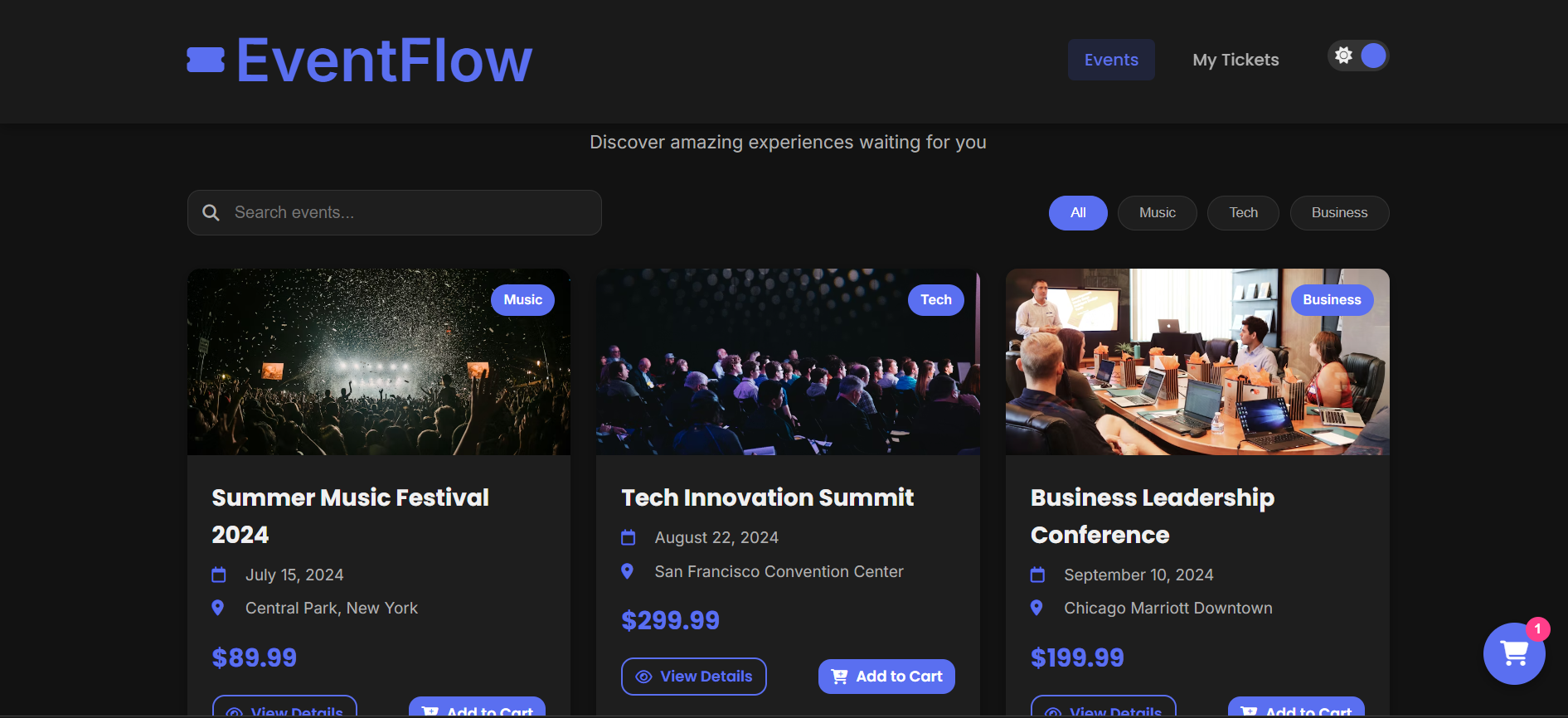 Event Ticketing System Screenshot