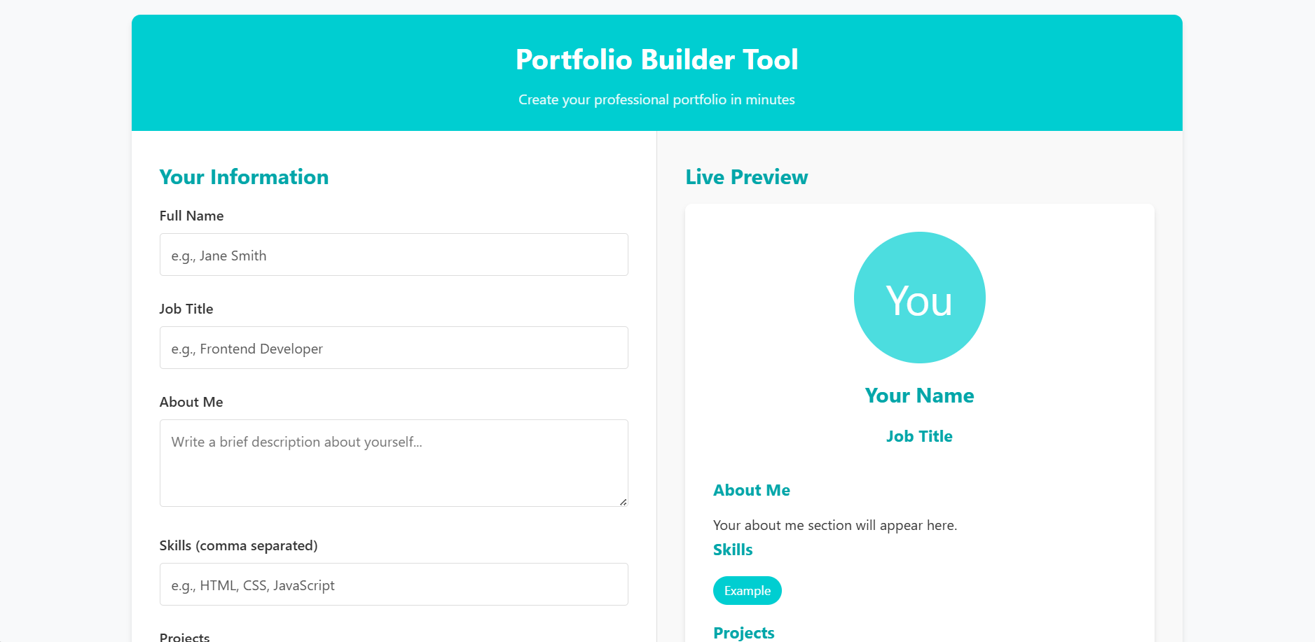 Portfolio Builder Tool